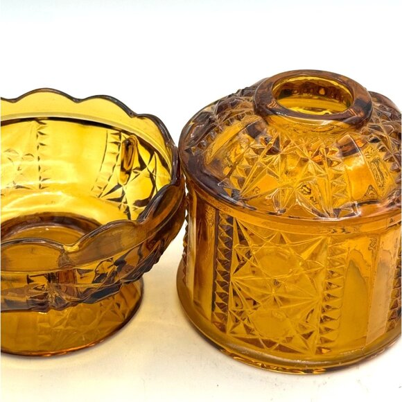 Amber Indiana Fairy Glass Lamp Stars and Bars 6.5 x 4 3/4 inches - Picture 2 of 4